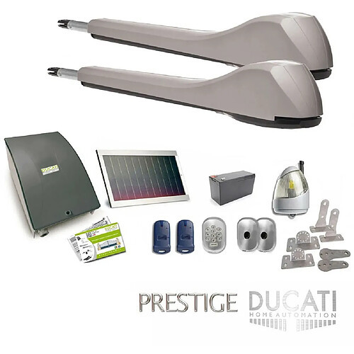 Kit Motorisation Portail Solaire Ducati Home Automation EVE 948T SOLAR - pour portails à 2 vantaux battants max 5m 500kg chacun