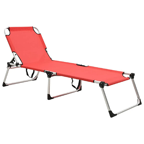 vidaXL Chaise longue pliable extra haute pour seniors Rouge Aluminium