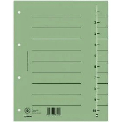 DONAU 8610001-06 Lot de 100 intercalaires surdimensionnés en carton recyclé 250 g/m² avec impression lignée pour format A4 4 perforations intercalaires