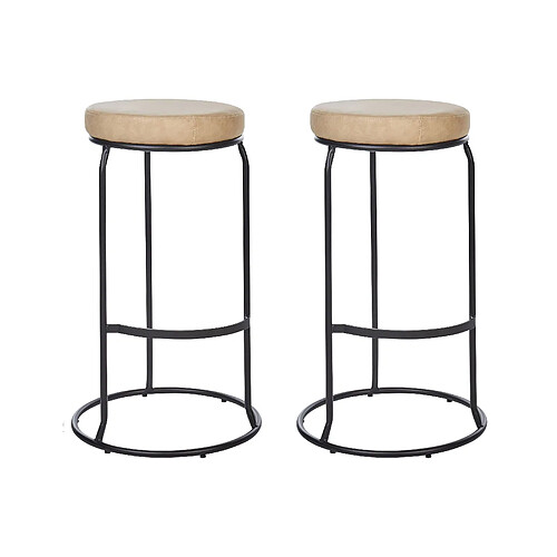 Beliani Tabouret de bar Set de 2 Cuir PU Beige MILROY