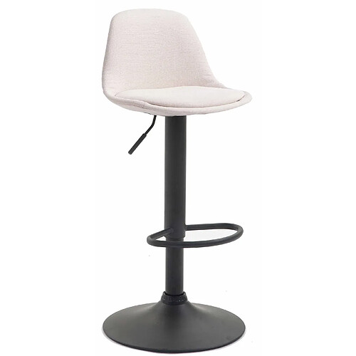 Decoshop26 Tabouret de bar en tissu crème et cadre en métal noir hauteur réglable pieds trompette 10_0000304