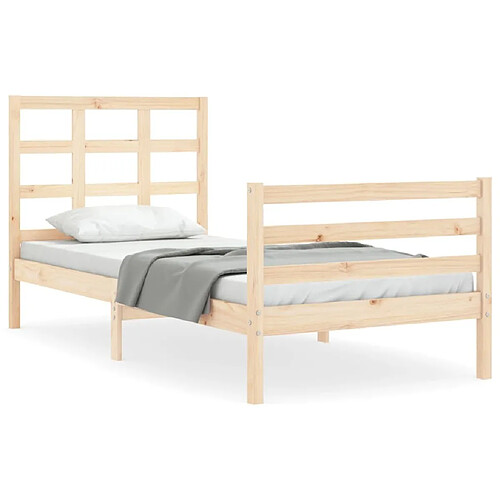 Maison Chic Cadre/structure de lit avec tête de lit pour adulte - Lit Moderne Chambre petit simple bois massif -MN22085