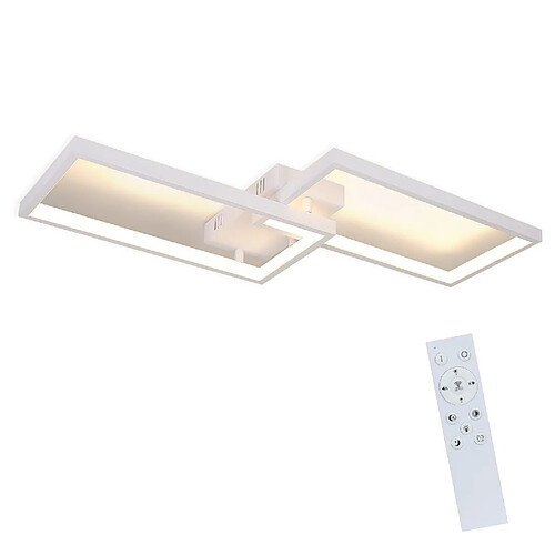 NETTLIFE Plafonnier LED Dimmable avec Télécommande 40W Métal Blanc Lampe de Cuisine Design Moderne pour Chambre Salle à Manger Salon