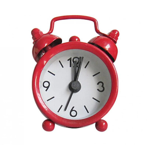 Mini belle horloge analogique réveil double bell pour la décoration de la chambre d'enfant rouge