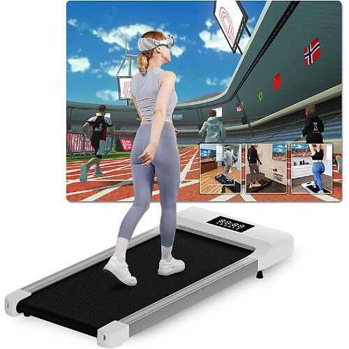 DeerRun Raceable Tapis de Marche,Tapis Roulant avec AI Surveillance, Walking Pad avec Courses Multi-Coureurs