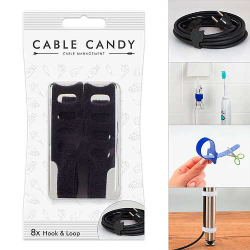 Cable Candy ? Serre-câbles avec Fermeture Velcro ? Hook & Loop Black ? Réutilisable