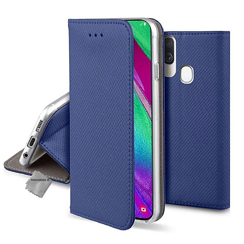 Htdmobiles Housse etui portefeuille pour Samsung Galaxy A20e + verre trempe - BLEU MAGNET