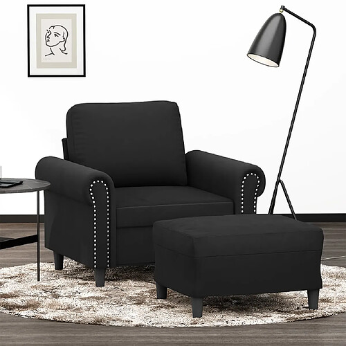 vidaXL Fauteuil avec repose-pied Noir 60 cm Velours