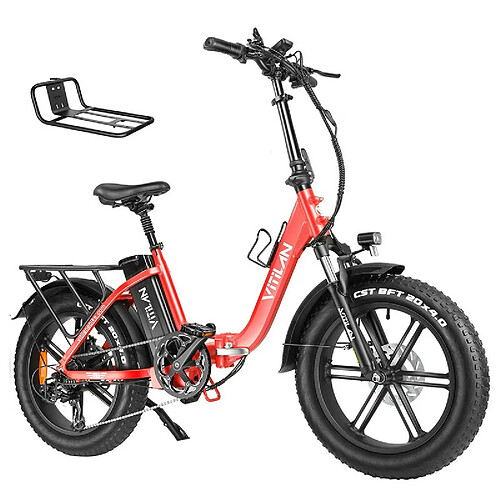 Vitilan U7 2.0 Vélo électrique pliable, gros pneu 20 * 4,0 pouces, 750 W, 48 V 20 Ah – Rouge