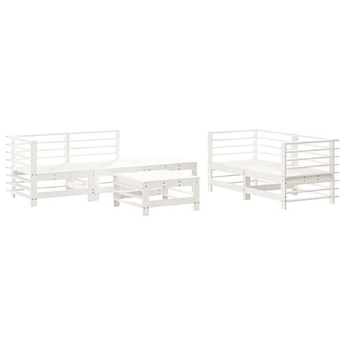 Maison Chic Salon de jardin 6 pcs - Table et chaises d'extérieur - Mobilier/Meubles de jardin Moderne Blanc Bois de pin massif -MN73553