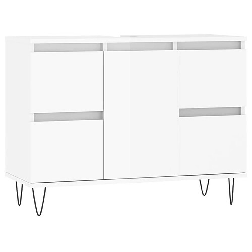 Maison Chic Armoire de salle de bain,Meuble de rangement,Meuble haut blanc brillant 80x33x60 cm -GKD961535