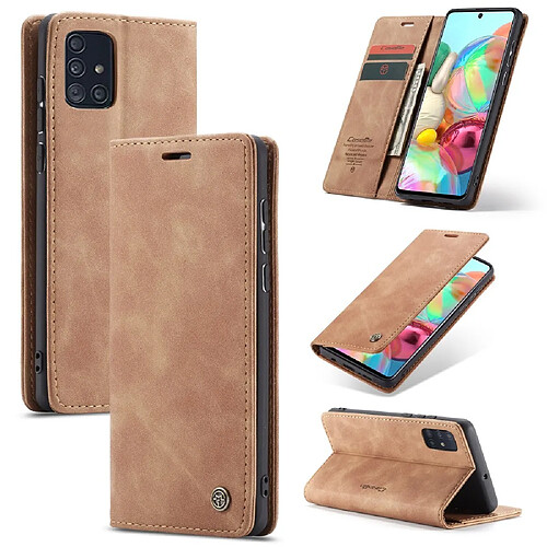 Caseme Etui en PU retourner marron pour votre Samsung Galaxy A71