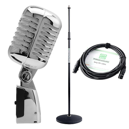 Pronomic DM-66S Elvis microphone dynamique argenté SET