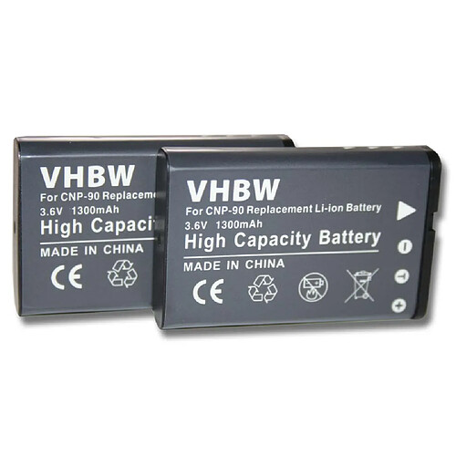 vhbw 2x Batteries compatible avec Casio Exilim EX Serie EX-H20G appareil photo, reflex numérique (1300mAh, 3,6V, Li-ion)