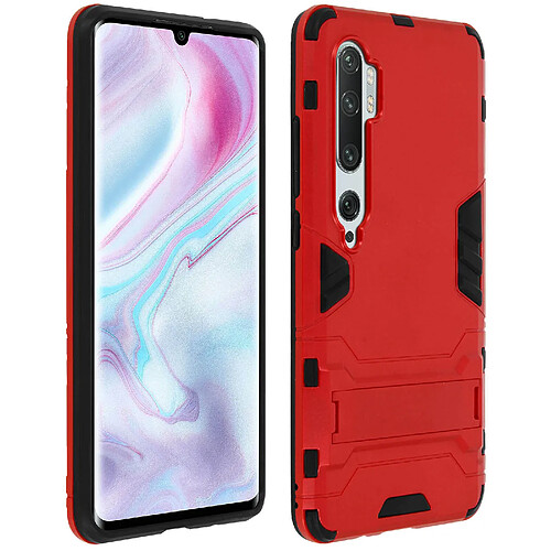 Avizar Coque Xiaomi Mi Note 10 / Note 10 Pro Hybride Antichoc Fonction Support Rouge