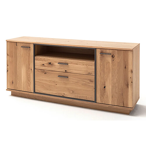 Pegane Buffet, meuble de rangement coloris chêne Bianco noueux - Longueur 180 x Hauteur 81 x Profondeur 44 cm