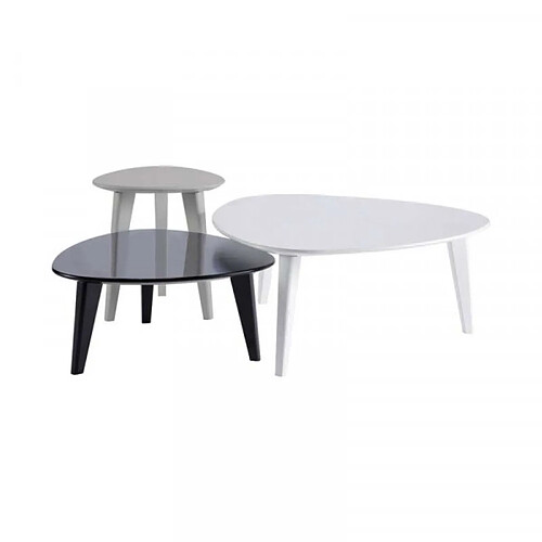 Dansmamaison Trio de tables basses Blanc/Noir/Gris - LILLE