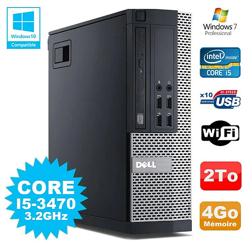 PC Dell 7010 SFF Core I5-3470 3.2GHz 4Go Disque 2000Go DVD Wifi W7 · Occasion