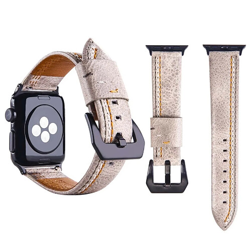 Wewoo Bracelet blanc pour Apple Watch Series 3 et 2 & 1 38mm Tiga ligne motif PU bande de montre-bracelet en cuir