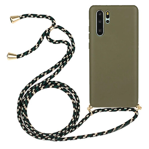 Coque en TPU la paille de blé avec dragonne vert pour votre Huawei P30 Pro