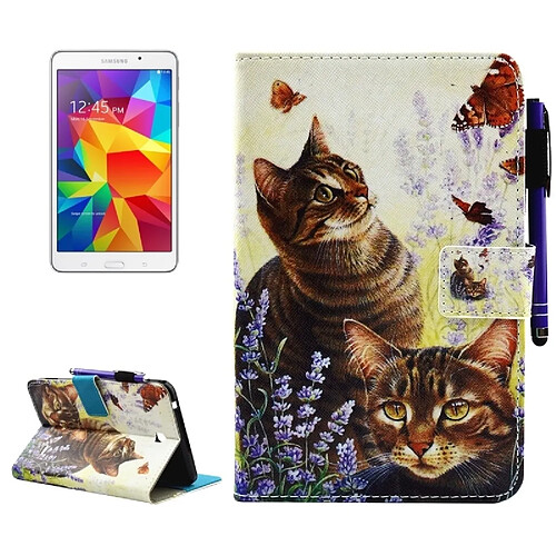 Wewoo Housse Étui pour Samsung Galaxy Tab 4 7.0 / T230 Chats et Papillons Horizontal en cuir Flip avec Support & Portefeuille & Slots de cartes Sleep / Wake-up Fonction & Pen Slot