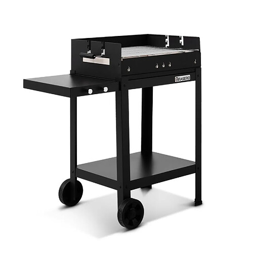 Barbecue charbon Vigo - BRASERO - Grille 59 x 45 cm réglable en hauteur - Chariot équipé, tablette latérale & inférieure