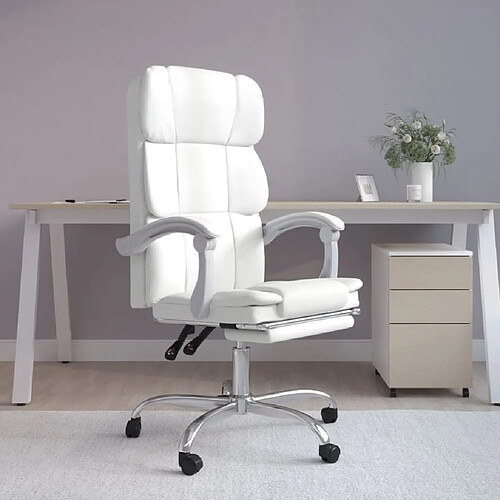 vidaXL Fauteuil inclinable de bureau Blanc Similicuir