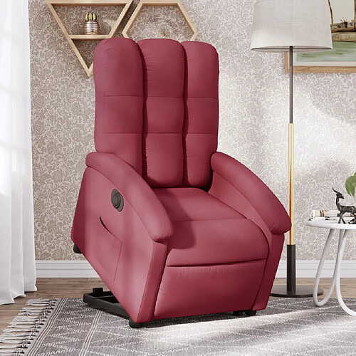 vidaXL Fauteuil inclinable électrique rouge bordeaux tissu