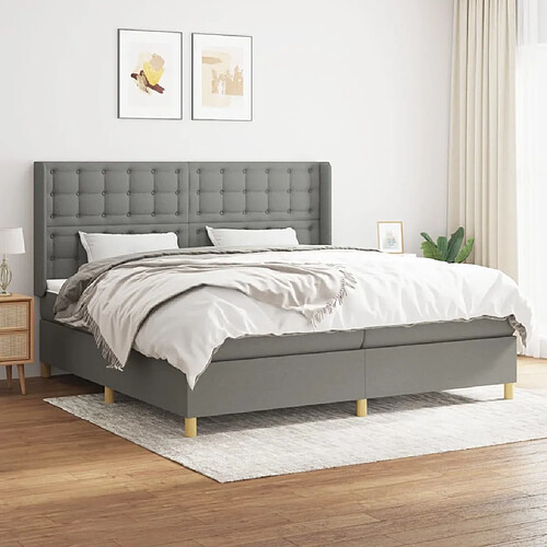 vidaXL Sommier à lattes de lit avec matelas Gris foncé 200x200cm Tissu