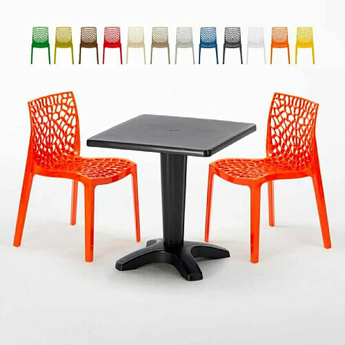 Grand Soleil Table et 2 chaises colorées polypropylen