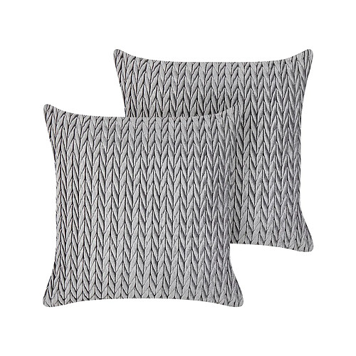 Beliani Lot de 2 coussins ECLIPTA 45 x 45 cm Unicolore Gris