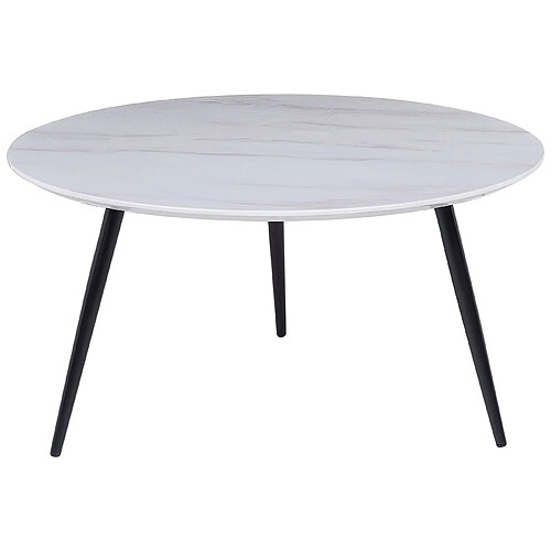 Beliani Table basse effet marbre blanc et pieds noirs EFFIE