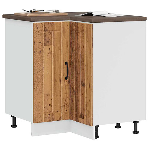 vidaXL Armoire d'angle de cuisine Lucca vieux bois bois d'ingénierie