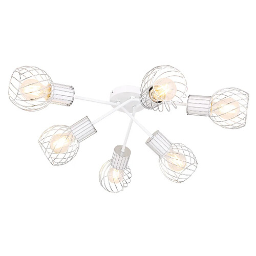 Globo Lighting Plafonnier rond design Luise - 6 spots - Blanc et argent