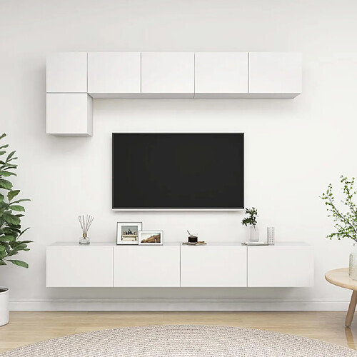 vidaXL Ensemble de meubles TV 5 pcs Blanc Bois d'ingénierie