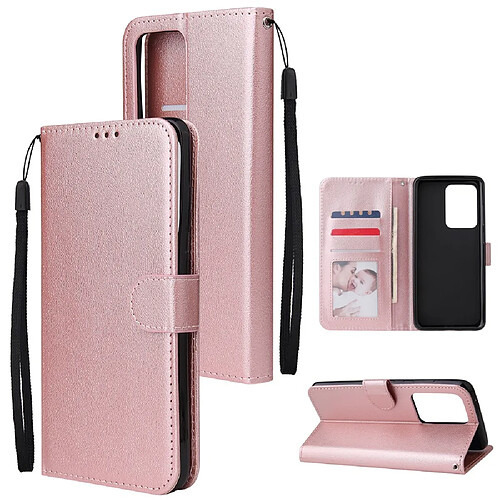 Etui en PU avec lanière or rose pour votre Samsung Galaxy S20 Ultra