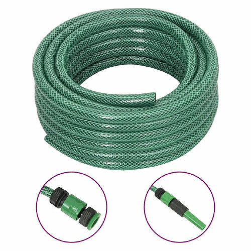 vidaXL Tuyau d'arrosage avec jeu de raccords vert 0,5" 30 m PVC