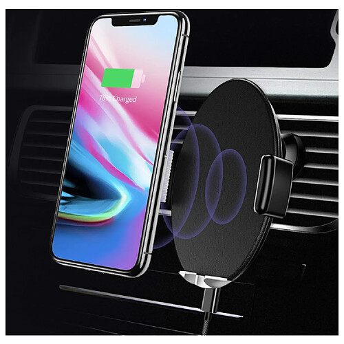 Chrono Support de chargeur de téléphone de voiture sans fil automatique 10W Qi rapide support de chargeur de voiture sans fil support de chargeur d'aération tactile pour téléphone Xs Max/XR/XS/X/8 Plus, Samsung Galaxy S9 Plus/S8/S8 Plus et plus (noir)