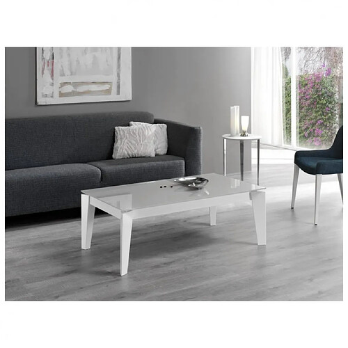 Inside 75 Table basse relevable GEO 115 x 65 x 40 cm pieds blancs plateau verre blanc