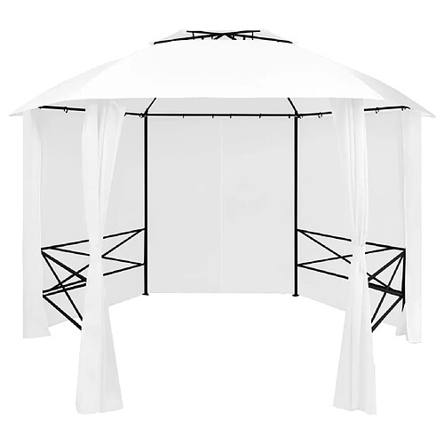 vidaXL Chapiteau de jardin avec rideaux 360x312x265 cm Blanc 180 g/m²