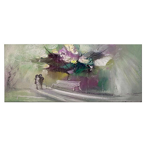 EPIKASA Impression sur Toile Promenade dans le Parc, Vert, Polyester, 100x3x70 cm