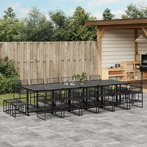 vidaXL Ensemble à manger de jardin 17 pcs noir résine tressée