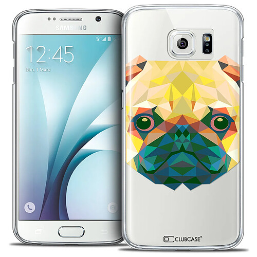 Caseink Coque Housse Etui Galaxy S6 [Crystal HD Polygon Series Animal - Rigide - Ultra Fin - Imprimé en France] - Chien