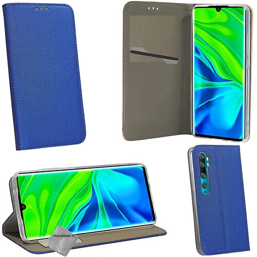 Htdmobiles Housse etui portefeuille pour Xiaomi Mi Note 10 + film ecran - BLEU MAGNET