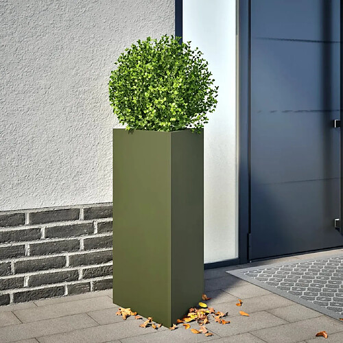 vidaXL Jardinière vert olive triangulaire 40x34,5x70 cm acier