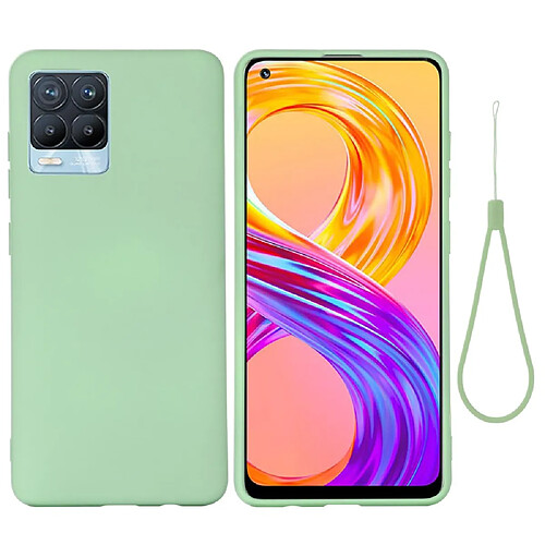 Coque en silicone Liquide de couleur unie avec sangle souple vert pour votre Realme 8/8 Pro