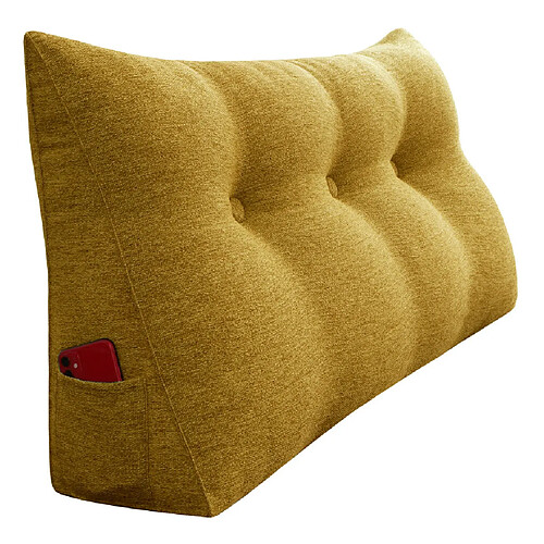 VerCart Coussin de Lecture, Triangulaire Coussin à Coins, Lin Jaune 100CM