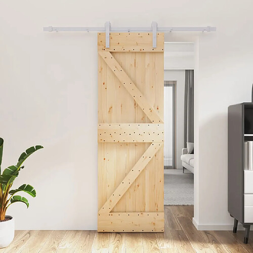 vidaXL Porte coulissante et kit de quincaillerie 70x210 cm pin massif