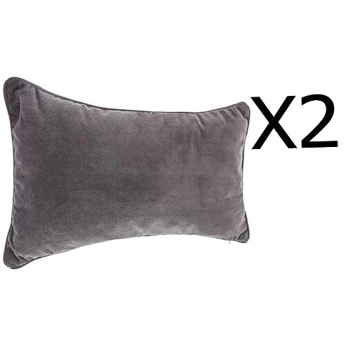 Pegane Lot de 2 coussins rectangulaires 100% polyester coloris gris foncé - Dim : L.50 x l.30 cm