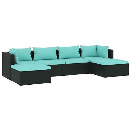 Maison Chic Salon de jardin 6 pcs + coussins - Mobilier/Meubles de jardin - Table et chaises d'extérieur Résine tressée Noir -MN92717